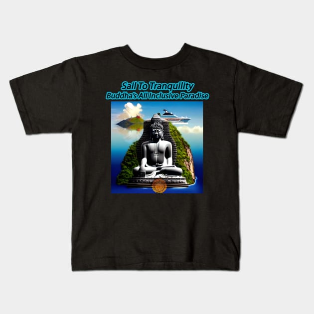 Sail To Tranquility, Buddha's All Inclusive Paradise Kids T-Shirt by Musical Art By Andrew